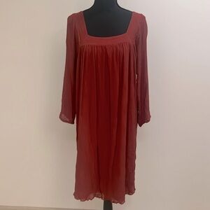 Massimo Dutti Terra Cotta crinkle dress sz M medium like new!